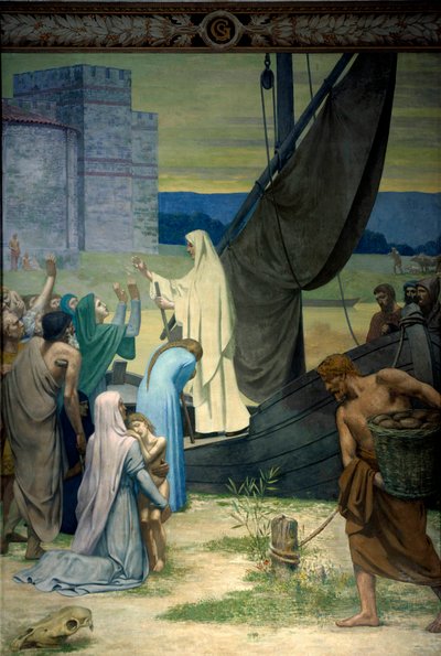 Sainte Genevieve voorziet Parijzenaars belegerd door het leger van Attila door Pierre Puvis de Chavannes