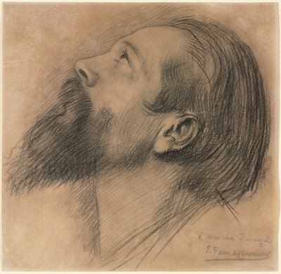 Studie voor de fries van Sainte Geneviève (zwart krijt met witte krijttoetsen) door Pierre Puvis de Chavannes