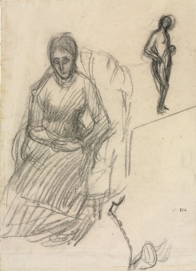 Studie van Madame Marie Cantacuzène; Studie van staande vrouwelijke naakt door Pierre Puvis de Chavannes