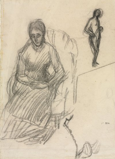 Studie van Madame Marie Cantacuzène, studie van staande vrouwelijke naakt door Pierre Puvis de Chavannes