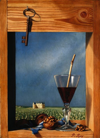 Glas wijn voor een kasteel door Pierre Roy