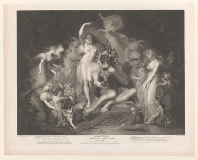 Titania en Bottom omringd door figuren door Pierre Simon (II)