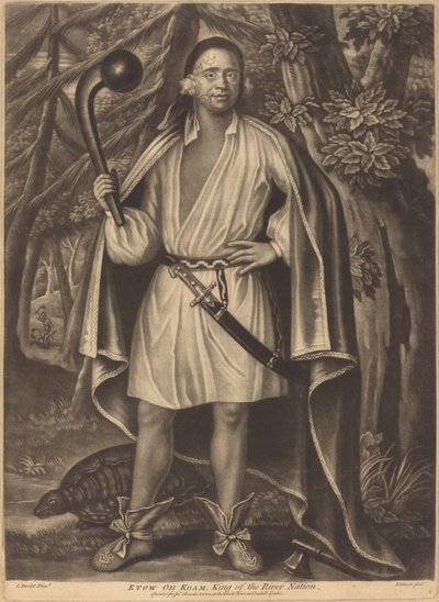 Etow oh Koam, koning van de Riviernatie door Pierre Simon II after John Verelst