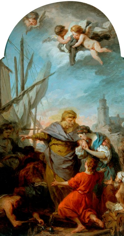 De inscheping van St. Paula naar het Heilige Land, ca. 1738-39 door Pierre Subleyras