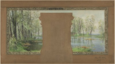 Schets voor het stadhuis van Vanves: De vijver van Ursine door Pierre Vauthier