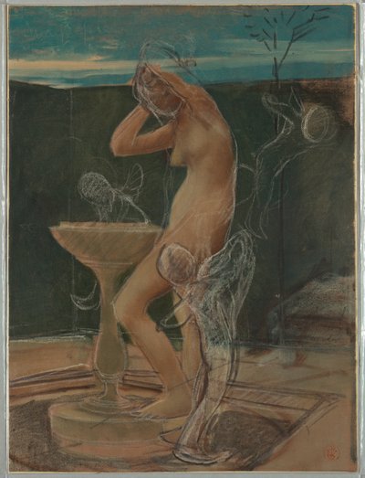 Studie van een vrouw in haar bad door Pierre Victor Galland