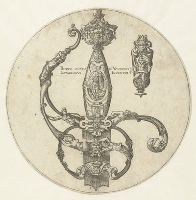 Ontwerp voor het gevest van een zwaard door Pierre Woeiriot (II)