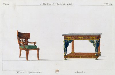 Appartement fauteuil en console (illustratie) door Pierre de La Mesangere