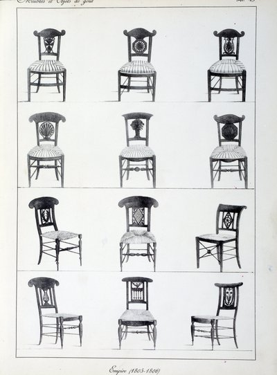Verschillende modellen van Premier Empire stoelen (1805-1806). Plaat uit de collectie 