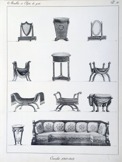 Meubilair uit de Consulaatsperiode (1802-1803). Plaat uit de collectie 
