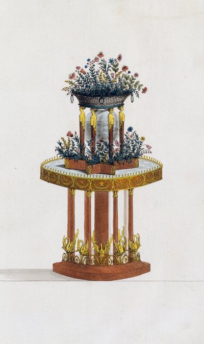 Mahonie en bronzen bloemenstandaard, plaat 287, illustratie uit Collection de meubles et objects de gout door Pierre de La Mesangere