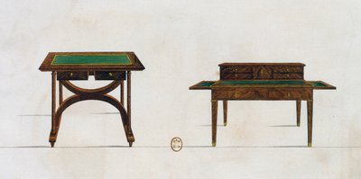 Schrijftafel en schrijftafel, plaat 436, illustratie uit Collection de meubles et objects de gout door Pierre de La Mesangere