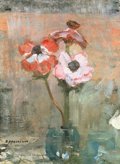 Anemonen in een vaas, c.1908-09 door Piet Mondrian