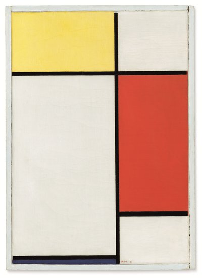 Samenstelling: Nr. II, met geel, rood en blauw door Piet Mondrian