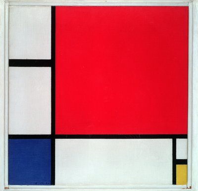 Compositie No II, in rood, blauw en geel door Piet Mondrian