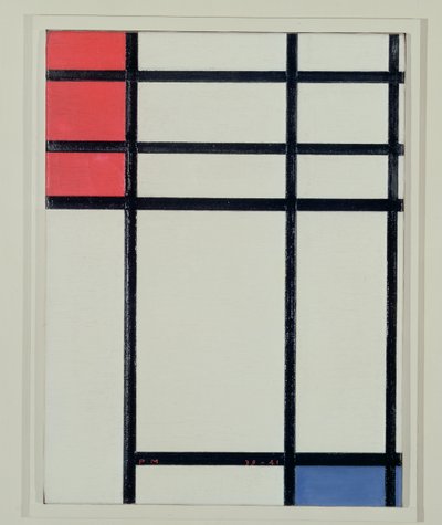 Compositie van rood, blauw en wit (No.II) door Piet Mondrian