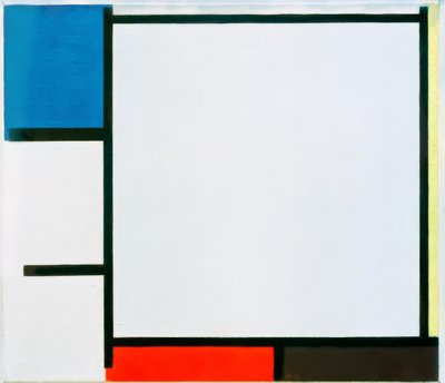 Compositie met blauw, geel, rood, zwart en grijs door Piet Mondrian