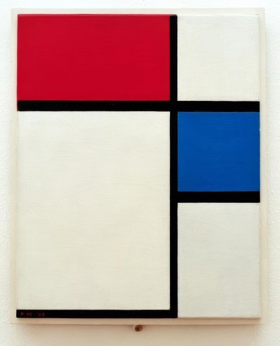 Compositie No. II; Compositie met blauw en rood door Piet Mondrian