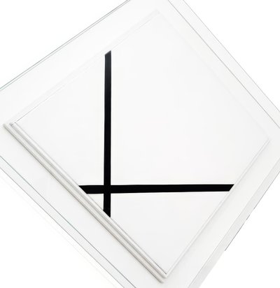 Lozenge compositie met twee lijnen door Piet Mondrian