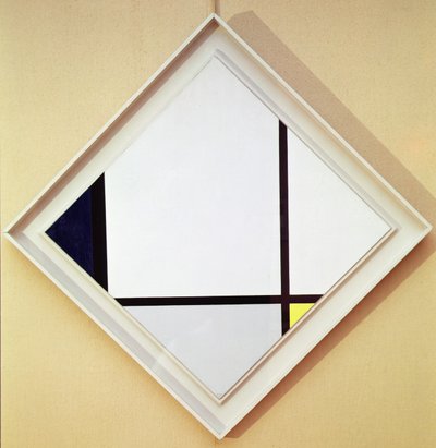 Tableau No I: Ruit met Drie Lijnen en Blauw, Grijs en Geel door Piet Mondrian