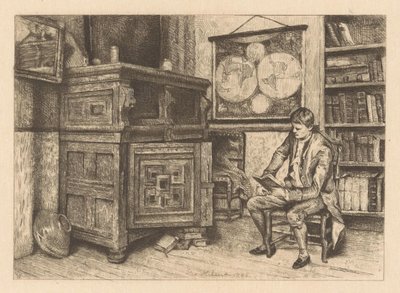Lezende man in een interieur door Piet Verhaert