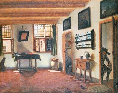 Interieur van Nederlands huis, ca. 1670, schilderij door Pieter Janssens Elinga (1623-1683) door Pieter Janssens