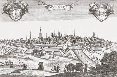 Panorama van Münster, Duitsland door Pieter (after) Nolpe