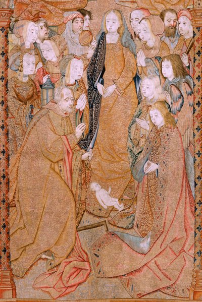 Geboorte van Christus (Nacimiento de Cristo). Derde wandtapijt in de serie. Ca 1500-1502. door Pieter (attr. to) Coecke van Aelst