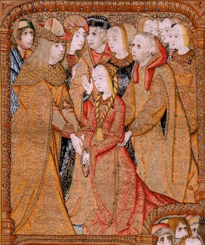 Triomfen van de Moeder. God zendt de Aartsengel Gabriël door Pieter (attr. to) Coecke van Aelst
