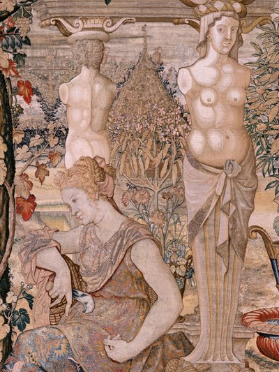 Vertumnus en Pomona. Vertumnus veranderd in een oude vrouw door Pieter (circle of) Coecke van Aelst