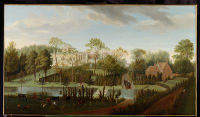 Zicht op Chiswick House vanuit het Zuidwesten door Pieter Andreas Rysbrack