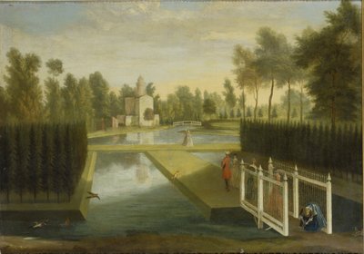 Uitzicht naar de achterkant van de Bagnio vanuit het zuiden van de bovenrivier, Chiswick House door Pieter Andreas Rysbrack