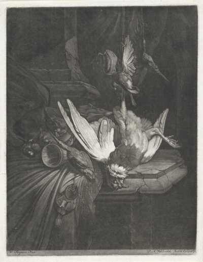 Stilleven met gevogelte door Pieter Anthony Wakkerdak