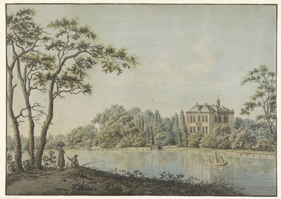Gezicht op huis Over Holland met theekoepel aan de Vecht te Nieuwersluis door Pieter Bartholomeusz. Barbiers