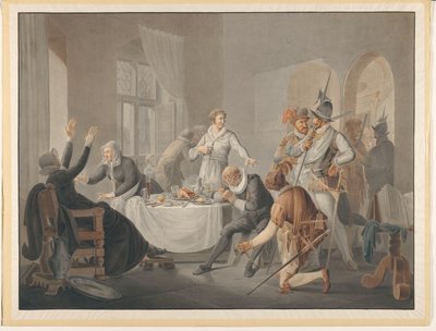P.D. Hasselaer maakt zich bekend, toen de Spanjaarden zijn broer Claes Dirkz. in zijn plaats gevangen wilden nemen. door Pieter Bartholomeusz. Barbiers