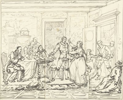 Toneelscène uit Jacob Simonsz de Rijk door Pieter Bartholomeusz. Barbiers