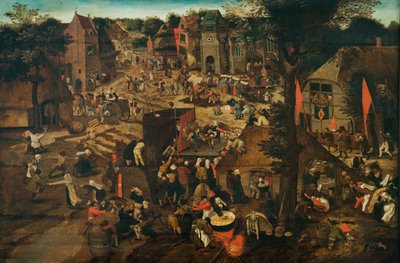 Een dorpsfeest (Dorpsfestival ter ere van Sint Hubertus en Sint Antonius) door Pieter Breughel the Younger
