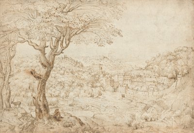 Landschap met de boetedoening van Sint-Jerome door Pieter Bruegel the Elder