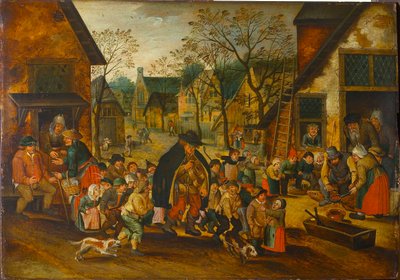 De blinde draailier speler, ca. 1610 door Pieter Brueghel the Younger