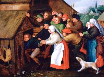 De Dronkaard in de Varkensstal geduwd, 1564-1638 door Pieter Brueghel the Younger
