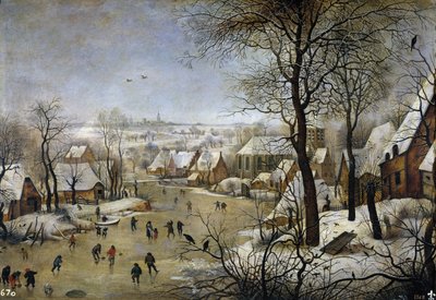 Winterlandschap met een vogelval, ca. 1601 door Pieter Brueghel the Younger