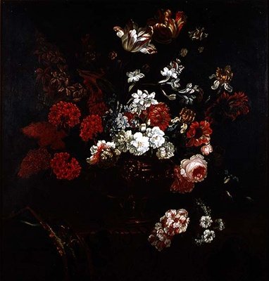 Stilleven van bloemen in een koperen vaas door Pieter Casteels