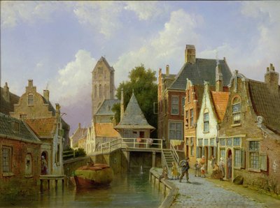 Kanaalscène in Nederland, 1898 door Pieter Christiaan Cornelis Dommelshuizen