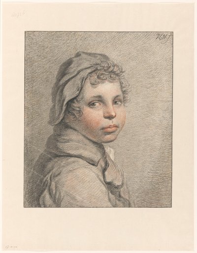 Studiekop van een jongen door Pieter Christoffel Wonder (signed by artist)
