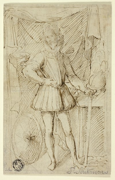 Portret van een edelman in harnas door Pieter Claesz. Soutman