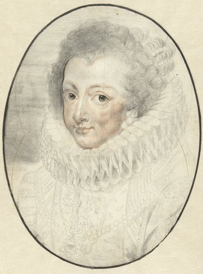 Portret van Elizabeth, gemalin van Filips IV van Spanje door Pieter Claesz. Soutman