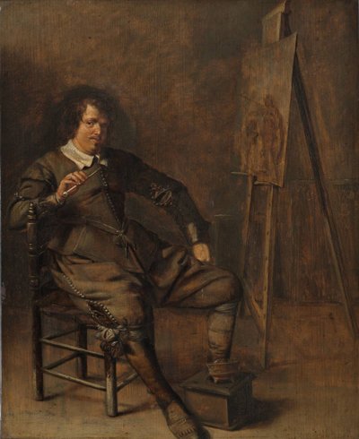 Portret van een schilder voor zijn ezel, ca. 1630 door Pieter Codde