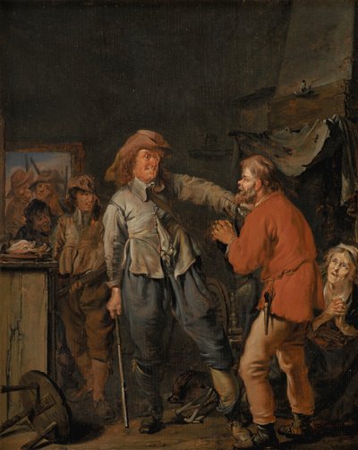Soldaten die een boerenhuis binnenvallen door Pieter Codde