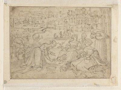 Recto- De Maand April (Figuren in een park bij een kasteel); Verso- Jeugd uit De Drie Leeftijden van de Mens door Pieter Coecke van Aelst