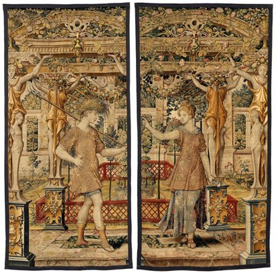 Vertumnus en Pomona: Vertumnus getransformeerd in een boer, ca. 1550 door Pieter Coecke van Aelst